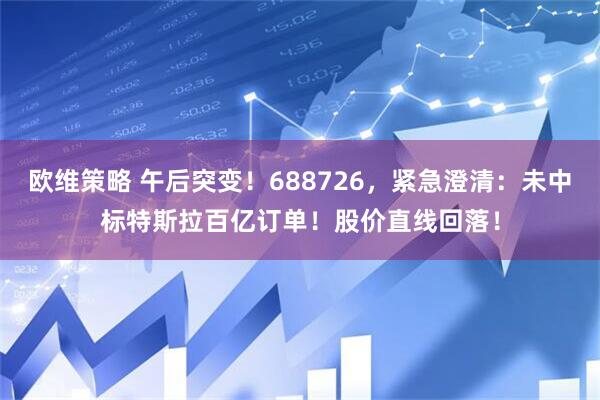 欧维策略 午后突变！688726，紧急澄清：未中标特斯拉百亿订单！股价直线回落！