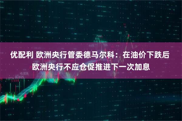 优配利 欧洲央行管委德马尔科：在油价下跌后 欧洲央行不应仓促推进下一次加息